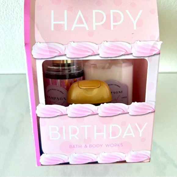 NWT Bath & Body Works Birthday Champagne Toast Gift Set Mini Lotion, FFM, Sani - Picture 3 of 3